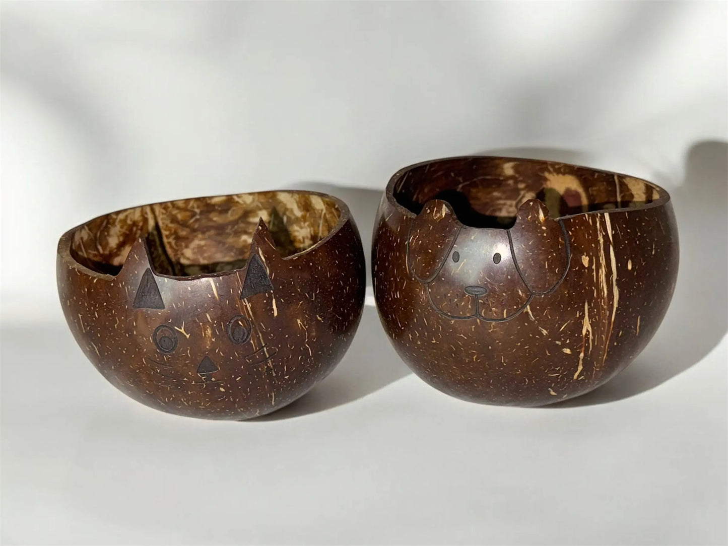 Artisanal Coconut Shell Animal-Themed Bowl (Cat) with Spoon CocoEco