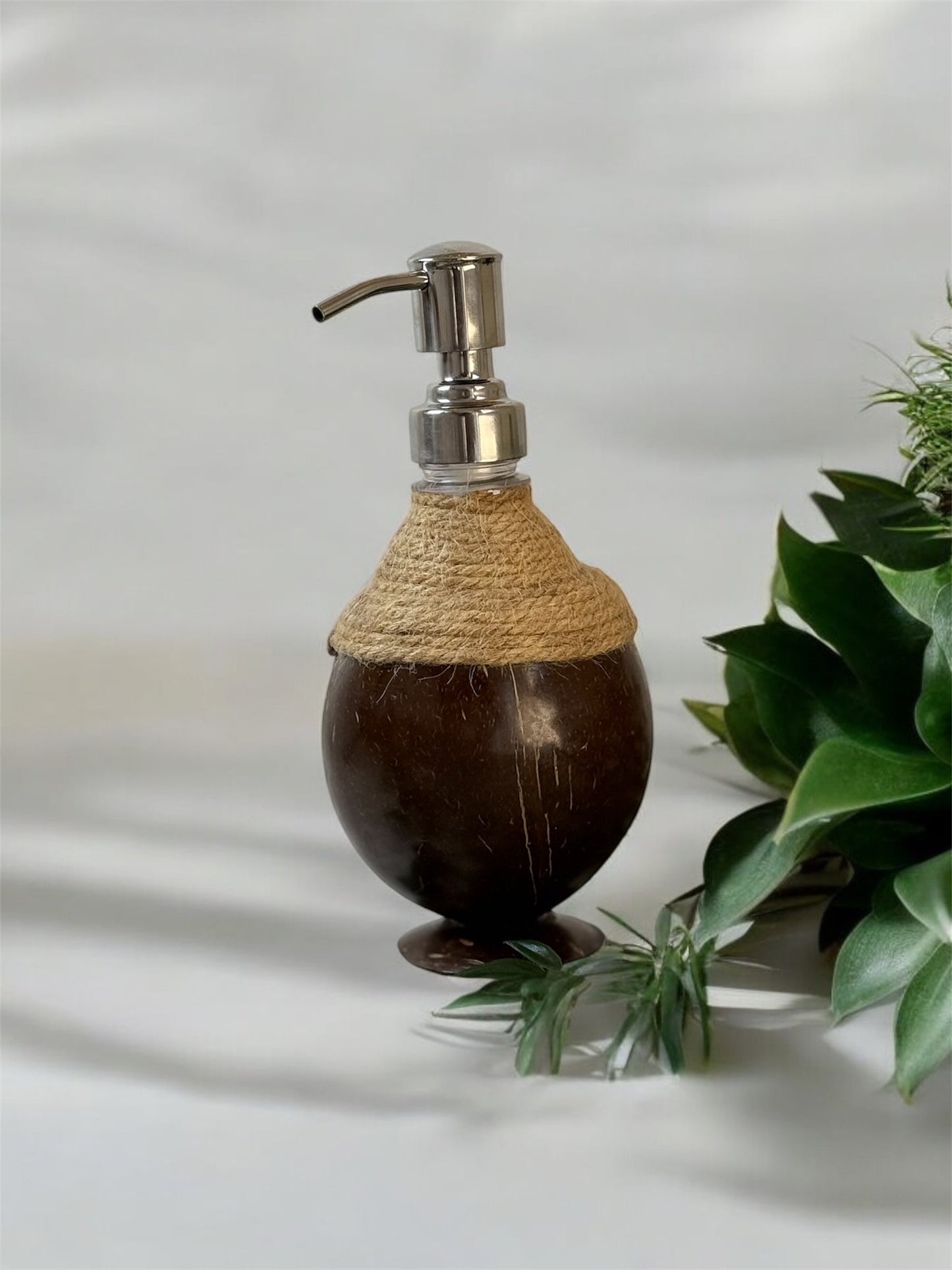Artisanal Coconut Shell Coir Soap Dispenser | Eco-Friendly Bathroom & Wash Basin Accessory CocoEco
