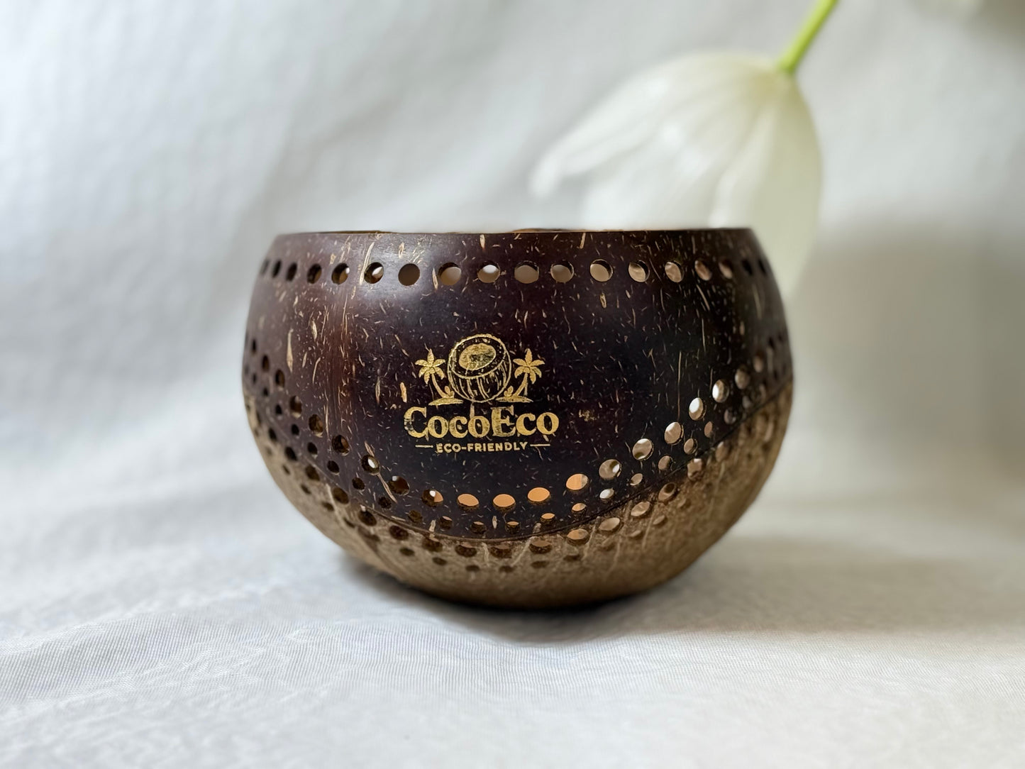 Artisanal  Coconut Shell Candle Holder | Exotic Tealight Lantern