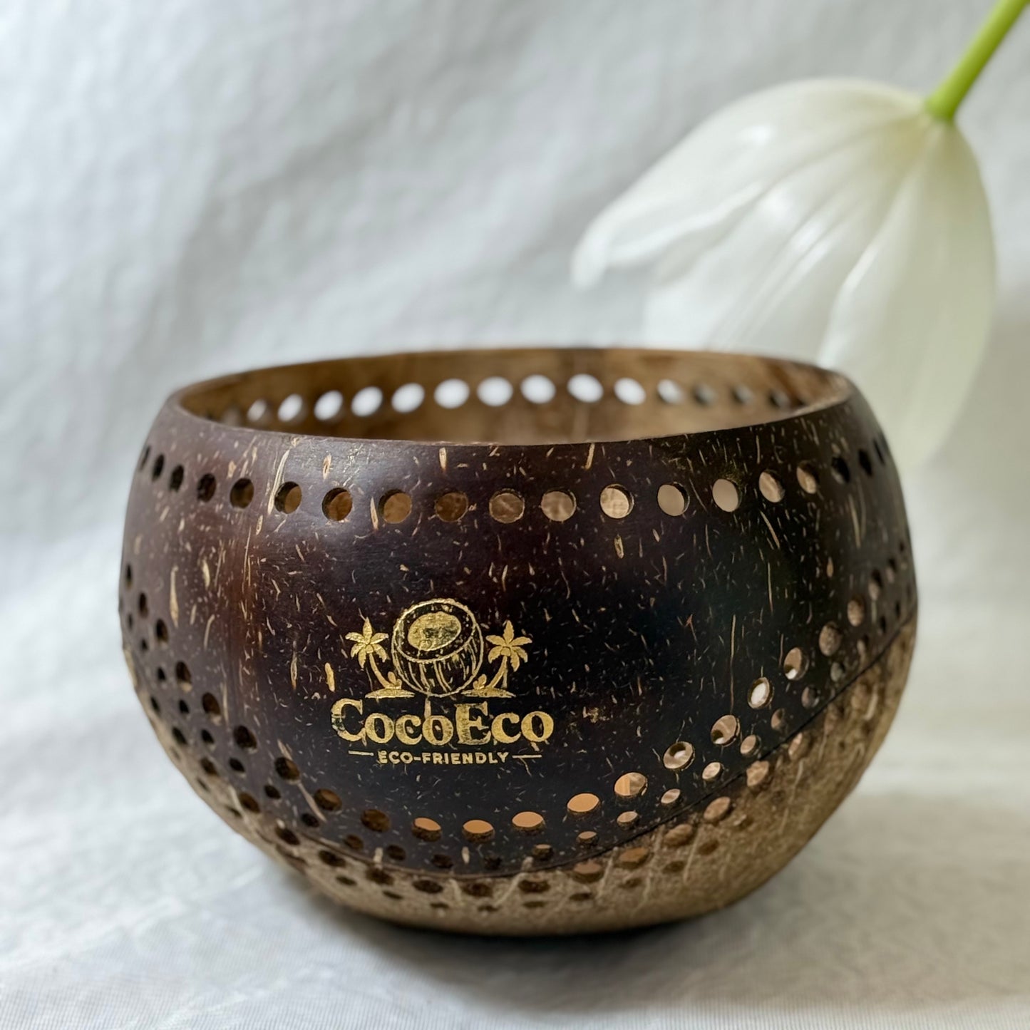 Artisanal  Coconut Shell Candle Holder | Exotic Tealight Lantern