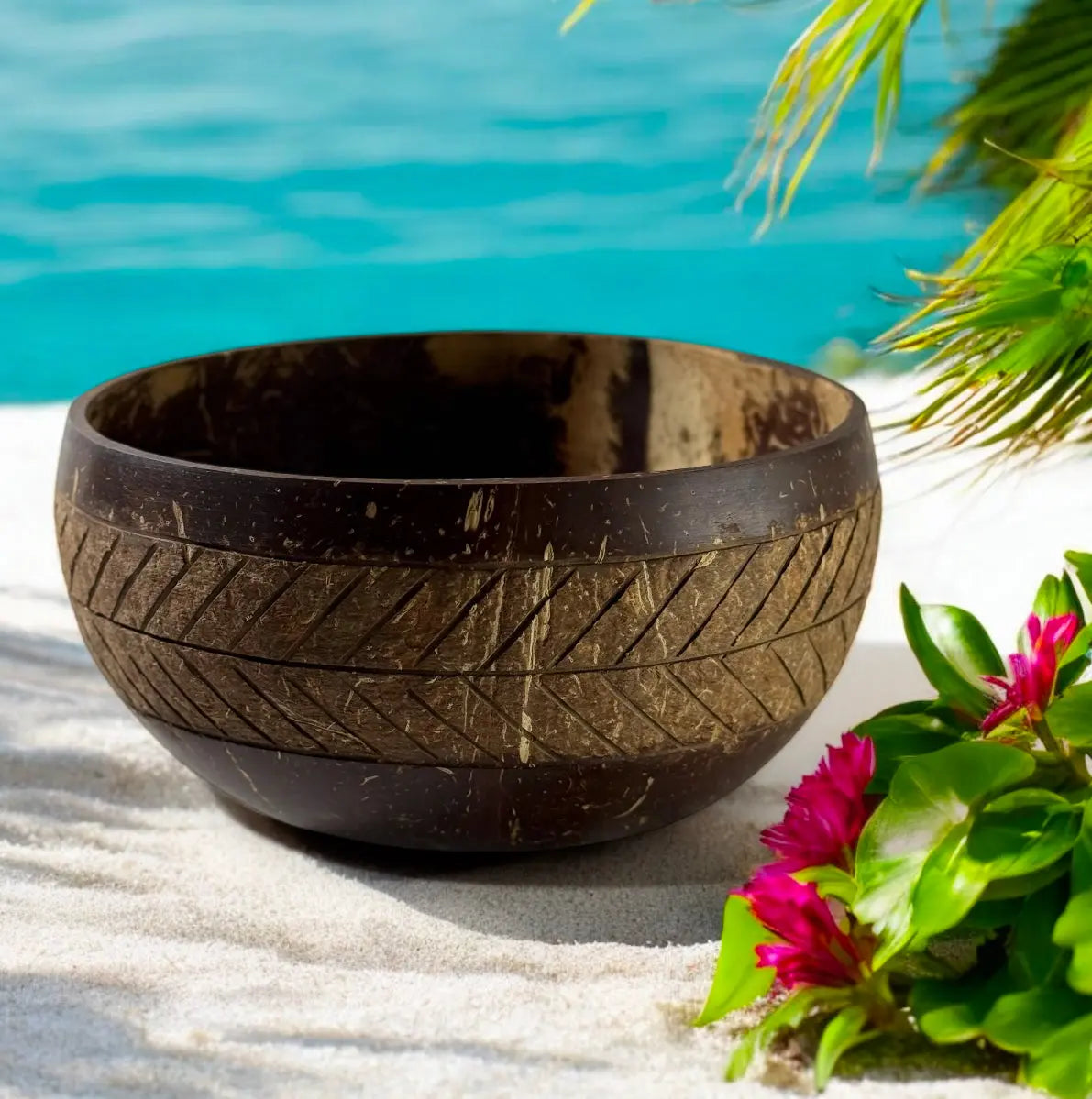 Artisanal Geometric Jumbo Bowl with Spoon & Fork - 900 ml CocoEco