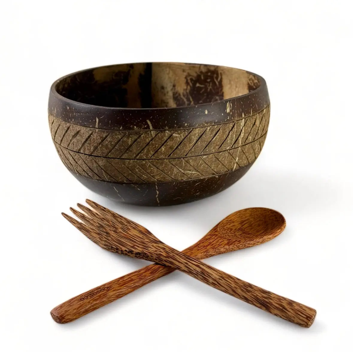 Artisanal Geometric Jumbo Bowl with Spoon & Fork - 900 ml CocoEco