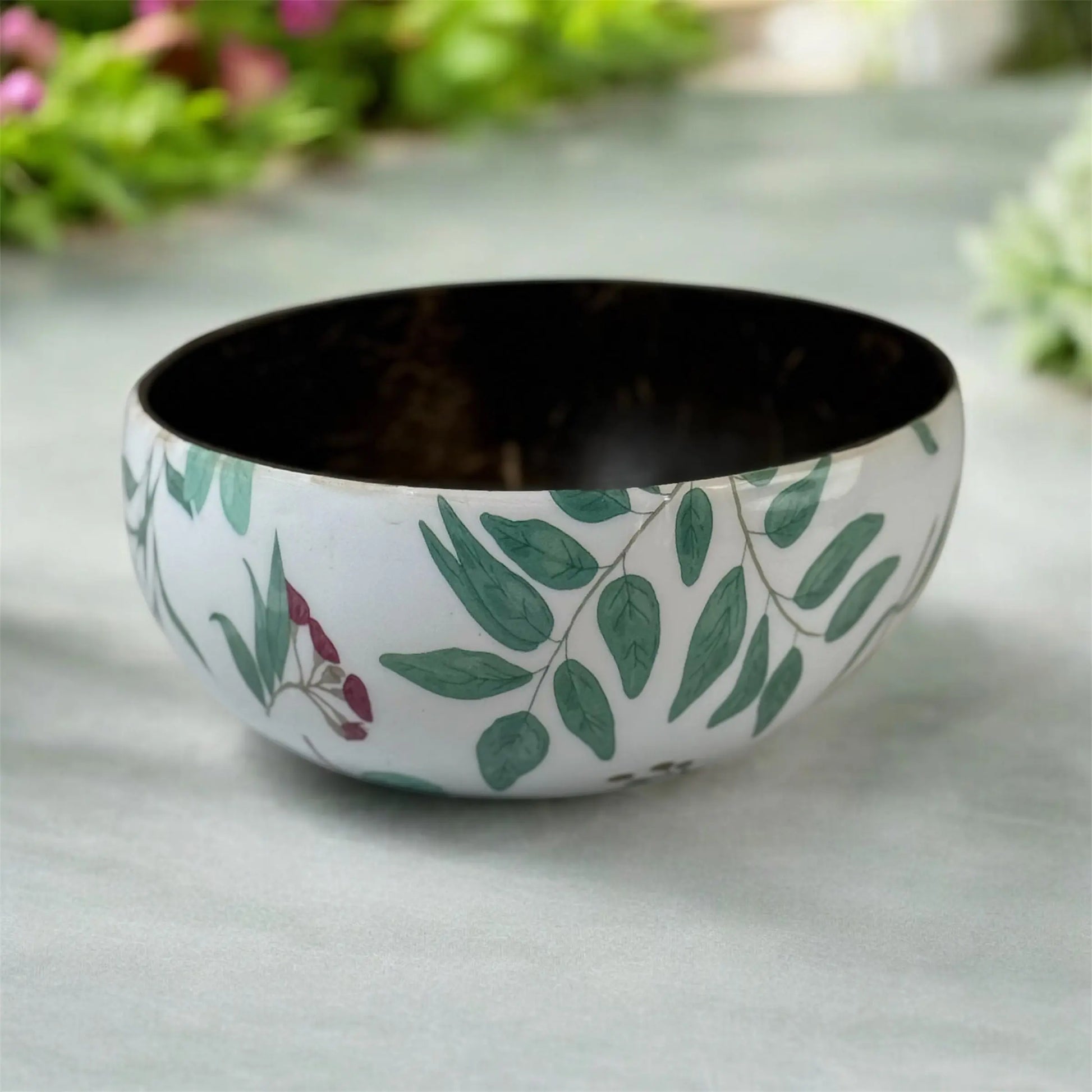 Artisanal Coconut Shell Enamel Bowl - 500ml CocoEco